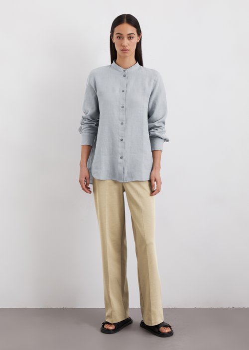 A-shape linen blouse regular — Light blue