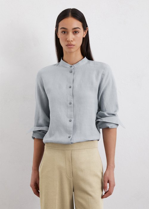 A-shape linen blouse regular — Light blue