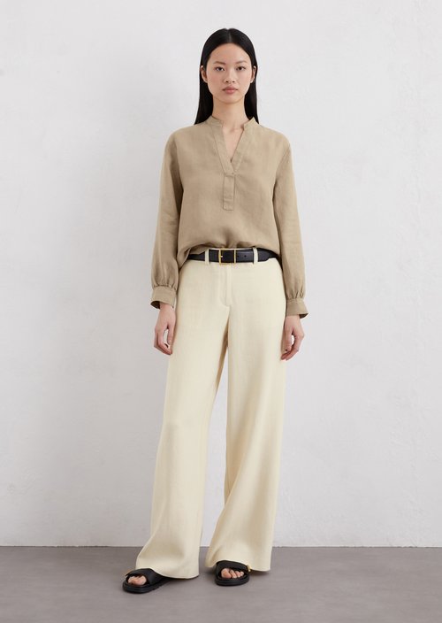 Linen tunic blouse regular — Beige