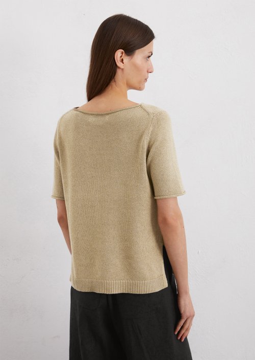 Regular short-sleeved sweater — Beige