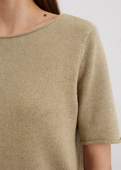 Regular short-sleeved sweater — Beige