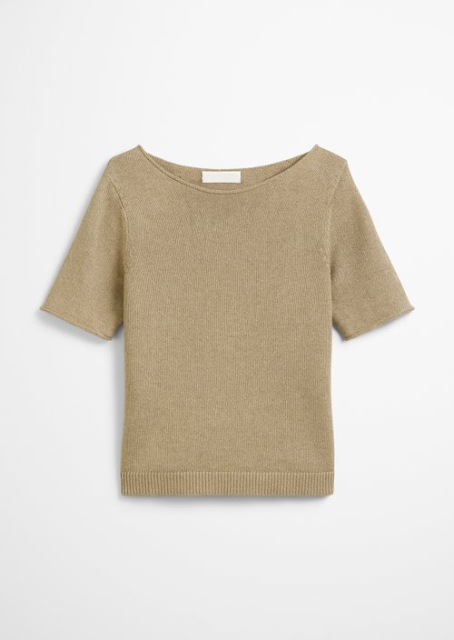 Regular short-sleeved sweater — Beige