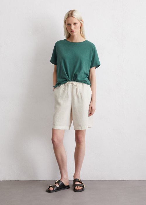 Linen shorts straight — Beige