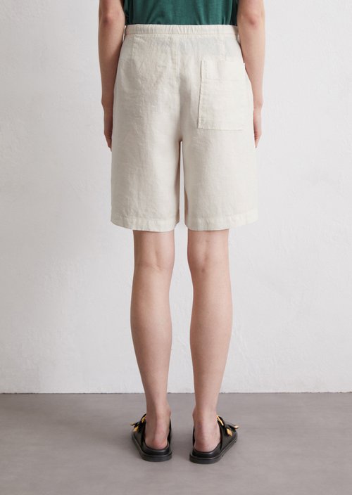 Linen shorts straight — Beige