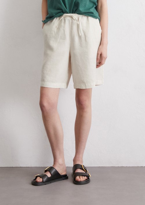 Linen shorts straight — Beige