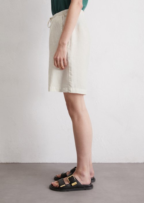 Linen shorts straight — Beige