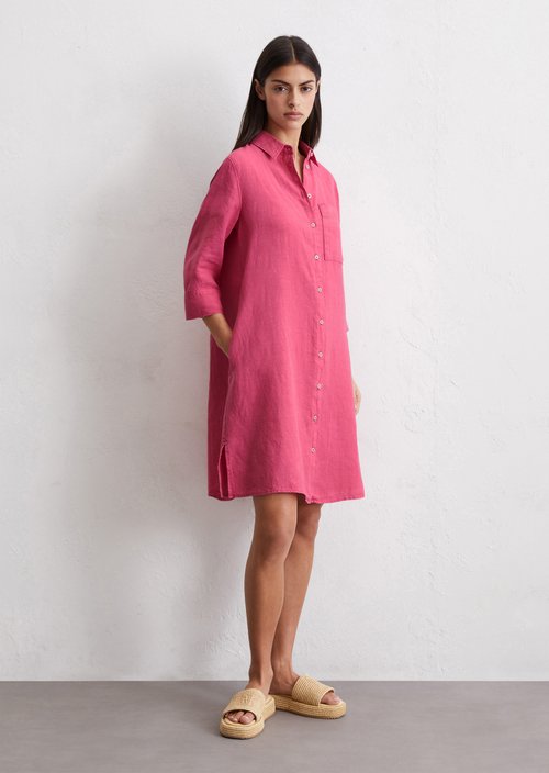 Relaxed linen dress — Rose