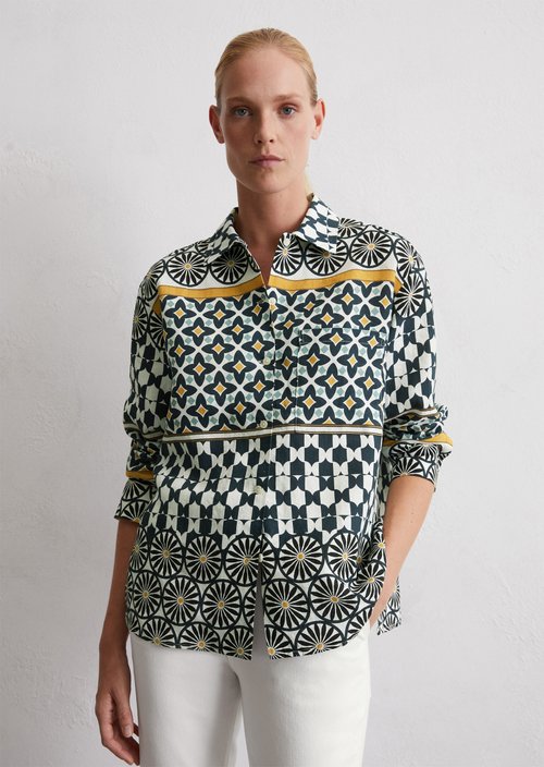 Print linen blouse regular — MF54