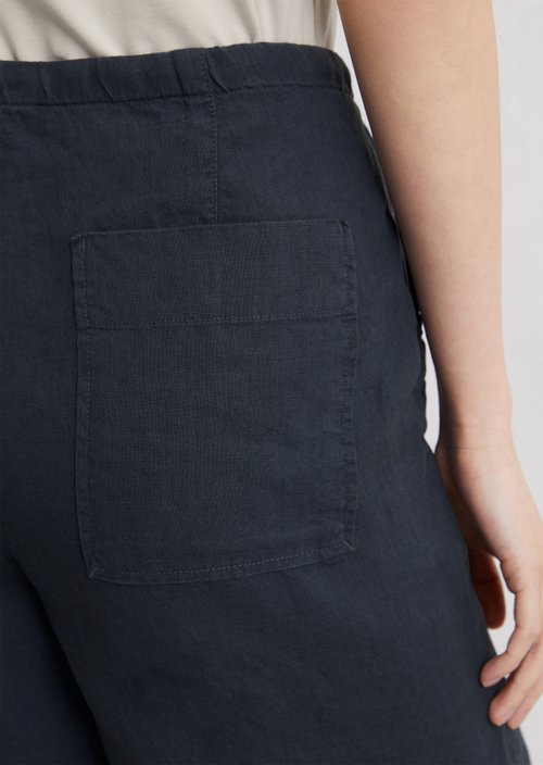 Linen shorts straight — Dark blue