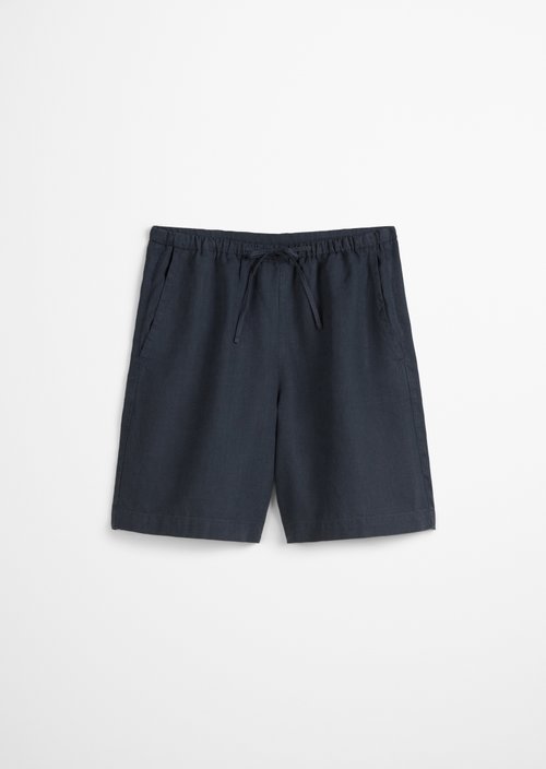Linen shorts straight — Dark blue