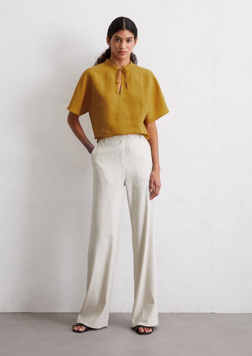Linen blouse relaxed — Yellow