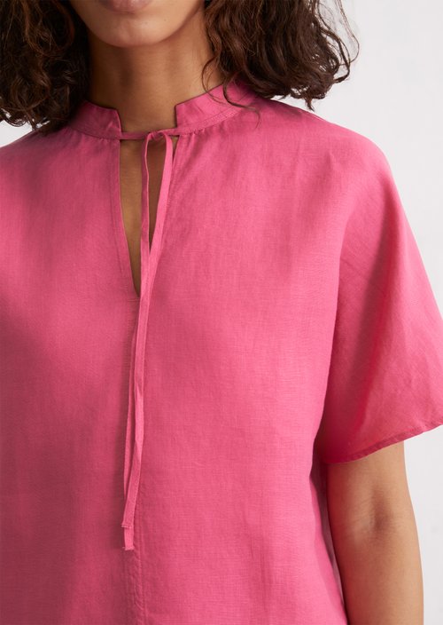 Linen blouse relaxed — Rose