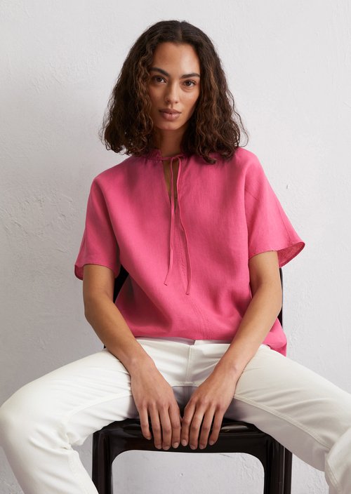 Linen blouse relaxed — Rose