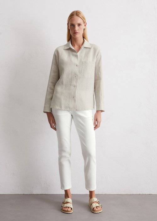 Linen blouse regular — Beige