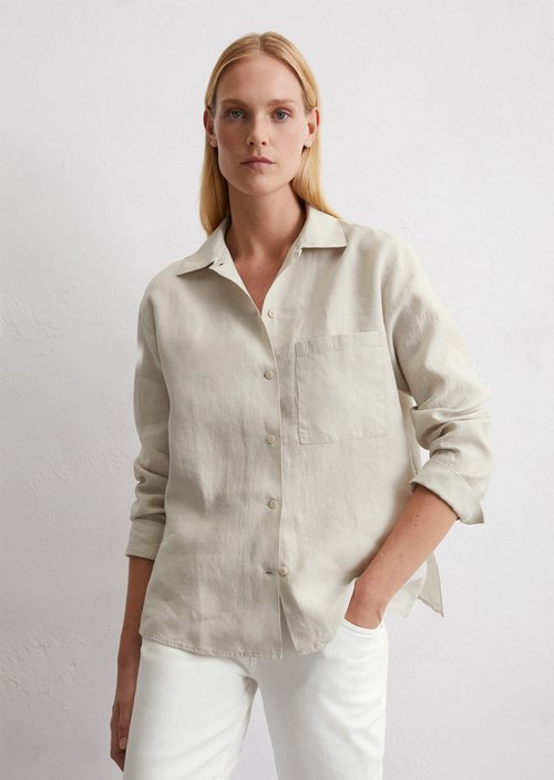 Linen blouse regular — Beige
