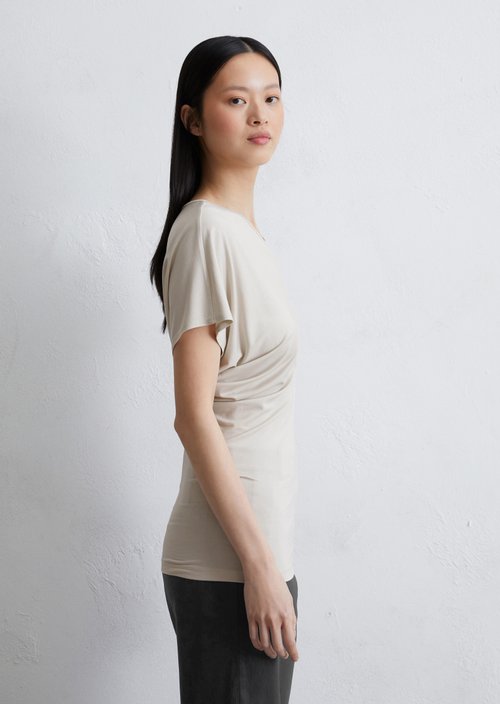 Shaped jersey blouse — Beige
