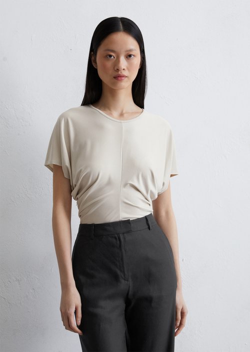 Shaped jersey blouse — Beige