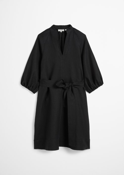Relaxed linen dress — Black