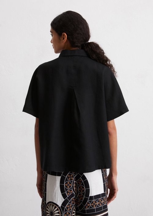 Linen blouse relaxed — Black