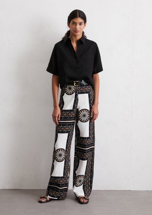 Linen blouse relaxed — Black