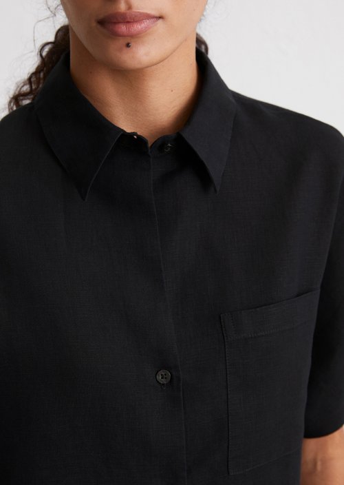 Linen blouse relaxed — Black