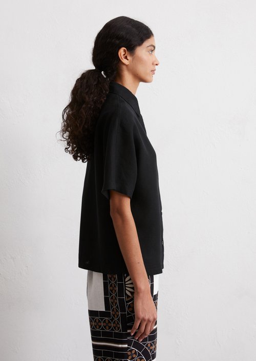 Linen blouse relaxed — Black