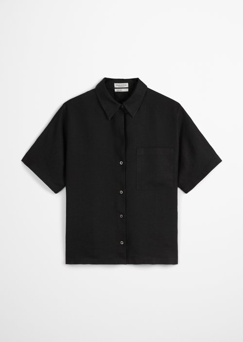 Linen blouse relaxed — Black