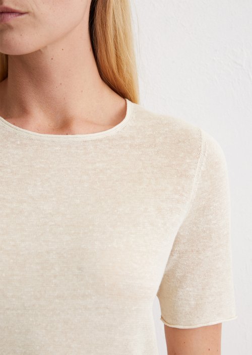 Fine knit pullover slim — Beige