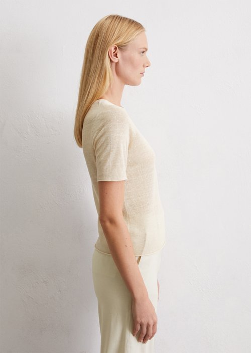 Fine knit pullover slim — Beige