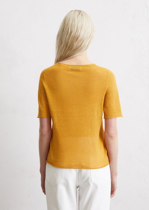 Fine knit pullover slim — Yellow