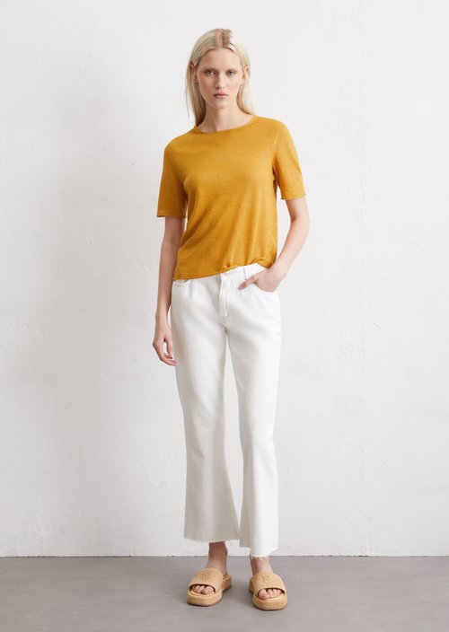 Fine knit pullover slim — Yellow