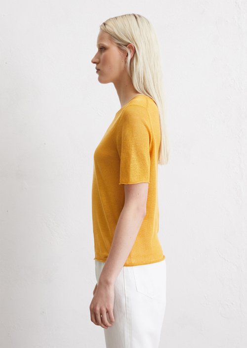 Fine knit pullover slim — Yellow