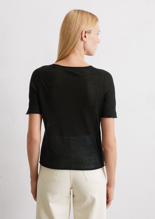 Fine knit pullover slim — Black