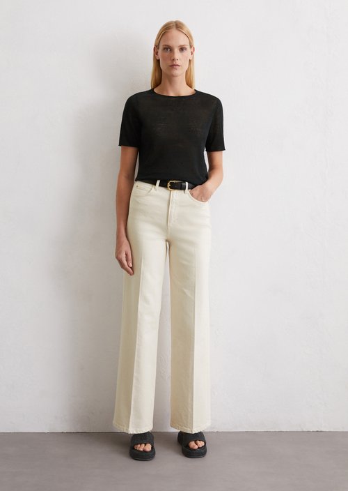 Fine knit pullover slim — Black