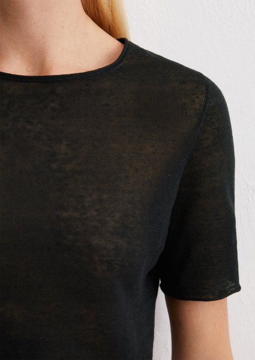 Fine knit pullover slim — Black