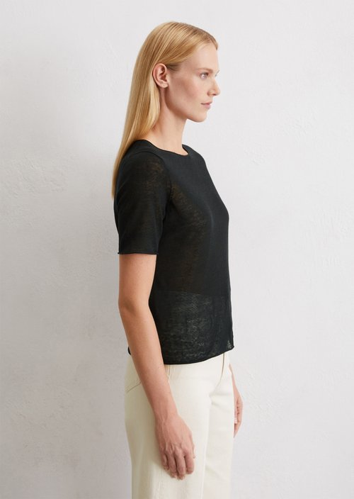 Fine knit pullover slim — Black