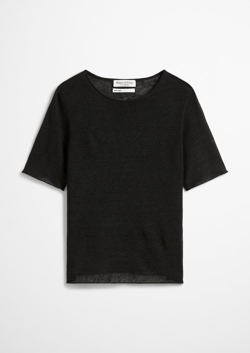 Fine knit pullover slim — Black
