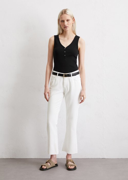 Jeans model Kiruna flared cropped — White