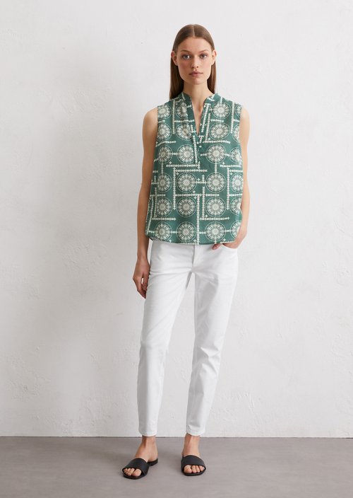 Sleeveless print blouse flared — MI24