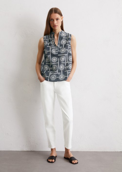 Sleeveless print blouse flared — MI25