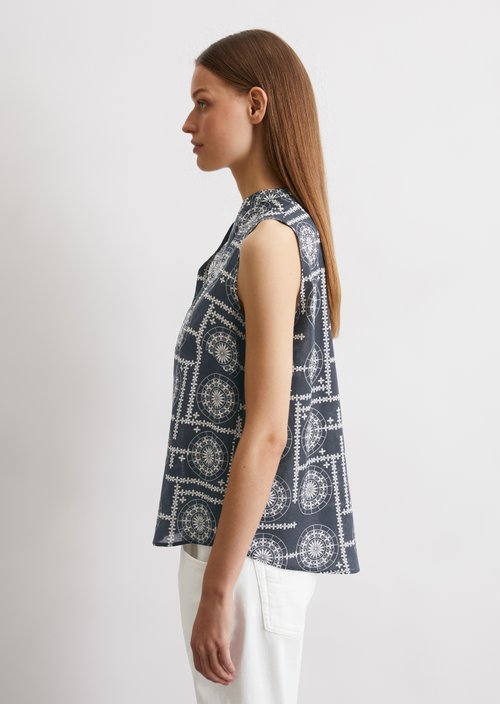 Sleeveless print blouse flared — MI25