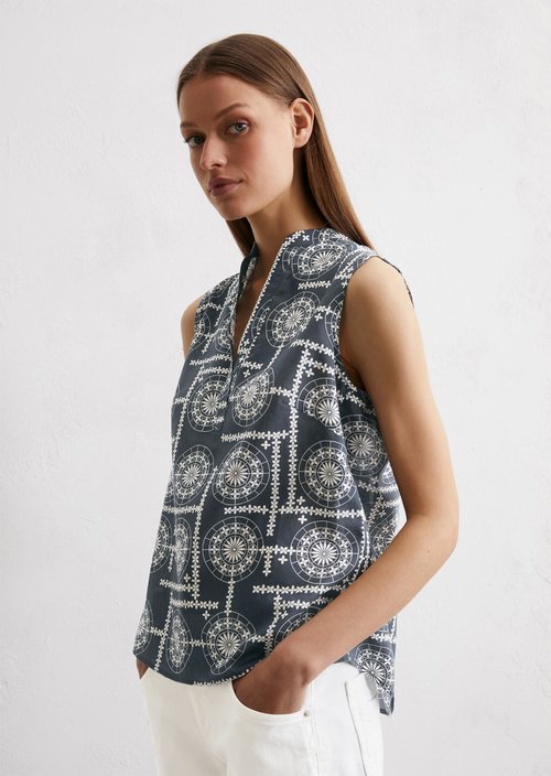 Sleeveless print blouse flared — MI25