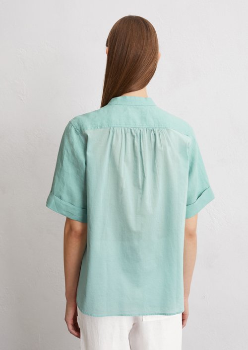 Regular short-sleeved linen blouse — Light green