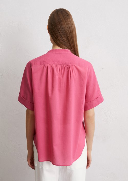 Regular short-sleeved linen blouse — Rose