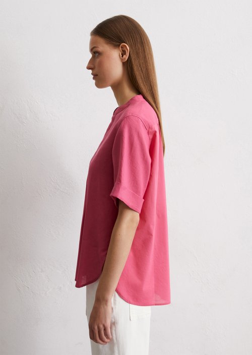 Regular short-sleeved linen blouse — Rose