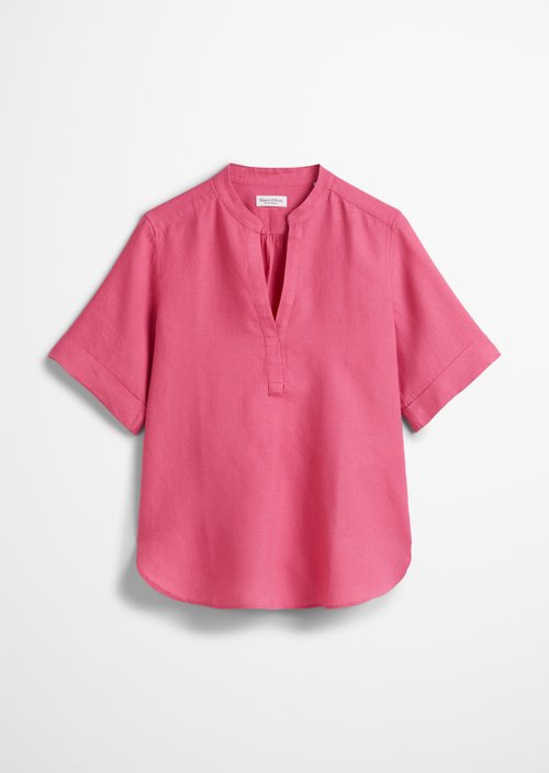 Regular short-sleeved linen blouse — Rose