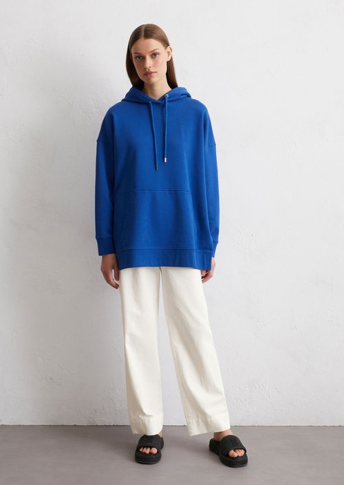 Logo hooded sweatshirt relaxed — Mid blue