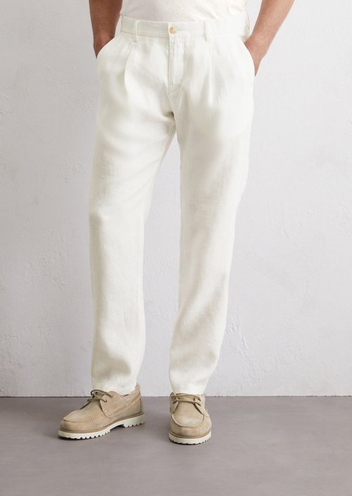 Linen pants model Osby jogger pleats — M101