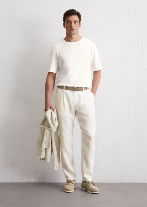 Linen pants model Osby jogger pleats — M101