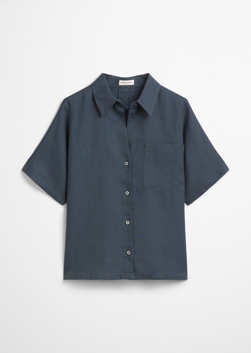 Linen blouse relaxed — Dark blue